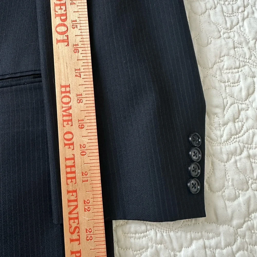 Jack Victor Blazer Suit Sport Coat Men's 42S‎ Black Pin Stripe Lane CT 100% Wool